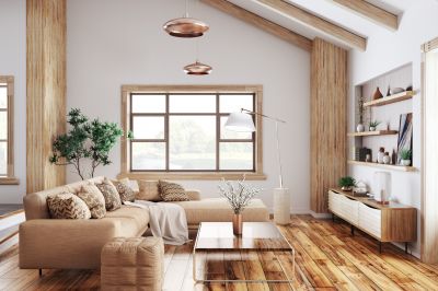 Living Room with New Hardwood Floor
